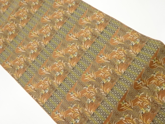 JAPANESE KIMONO / VINTAGE NAGOYA OBI / WOVEN STRIPE & MANDARIN DUCK